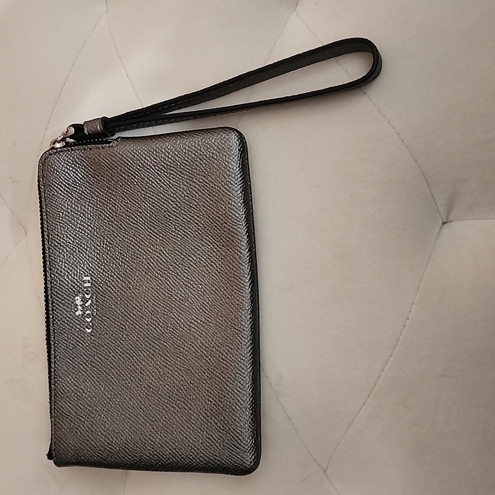 Silver coach wristlet
